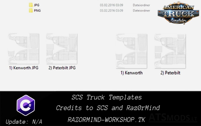 SCS Truck Templates for ATS (Peterbilt 579 + Kenworht T680)