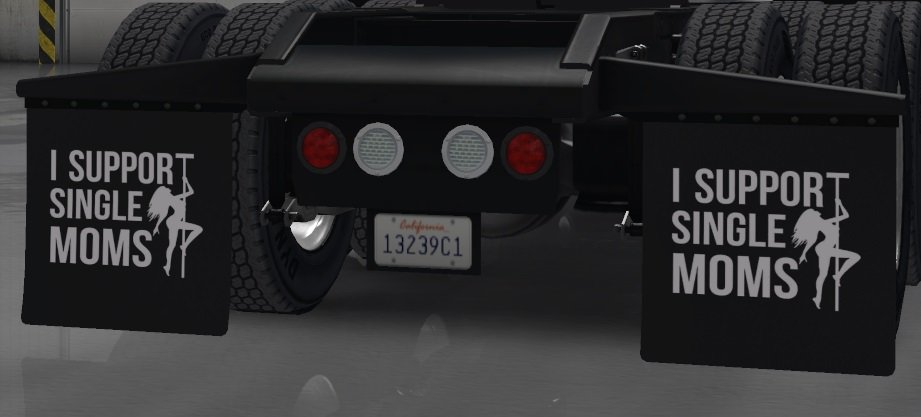 "I Support Single Moms" Mudflaps!(Peterbilt 579)