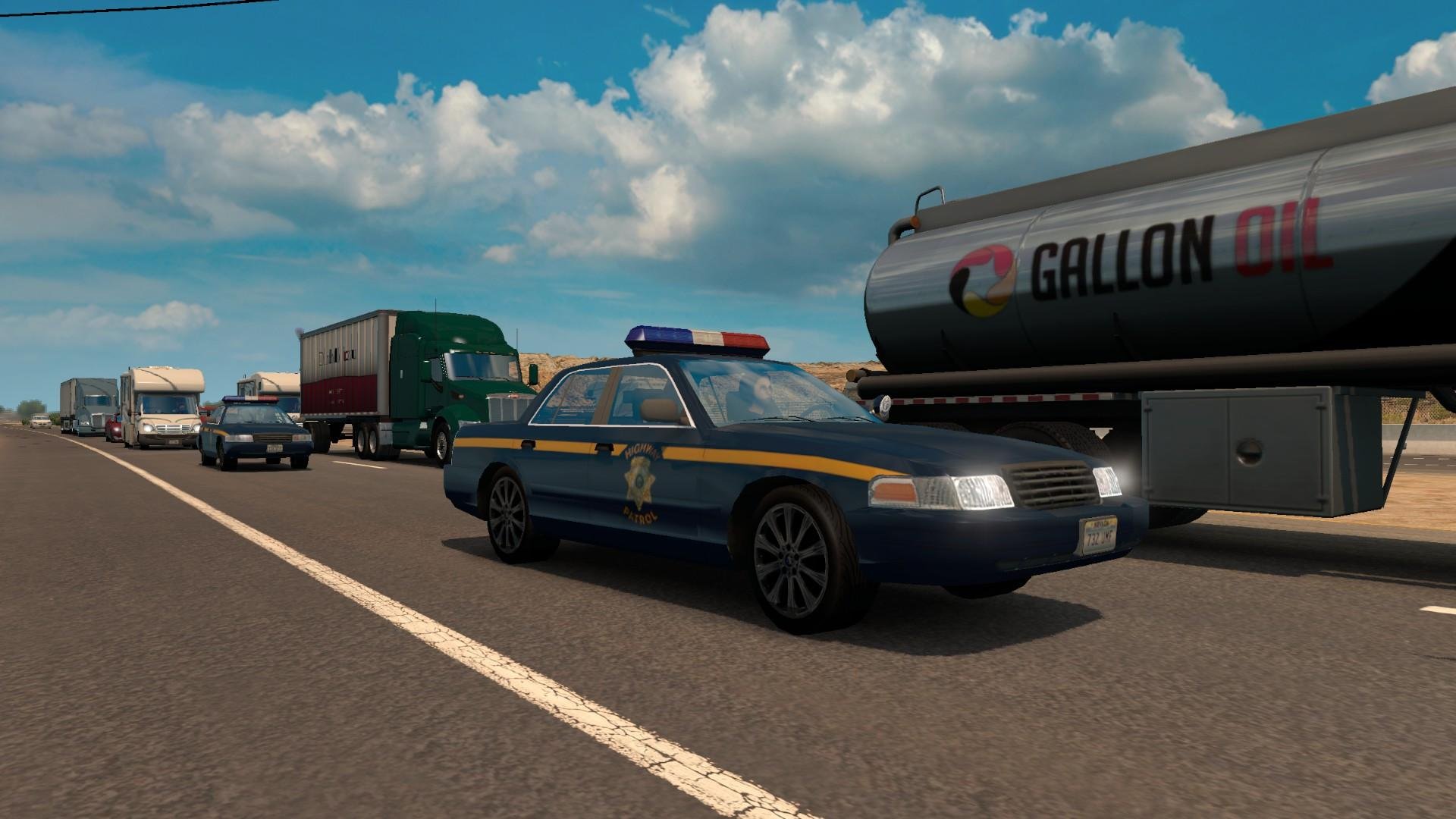 Separate California and Nevada Highway Patrol cars