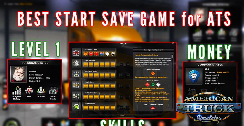 Best Start Save Game v1.0 (v1.3.x) for ATS