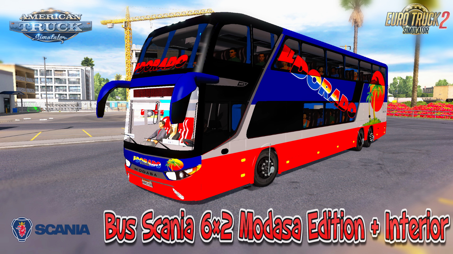 Bus Scania 6×2 Modasa Edition + Interior - American Truck Simulator