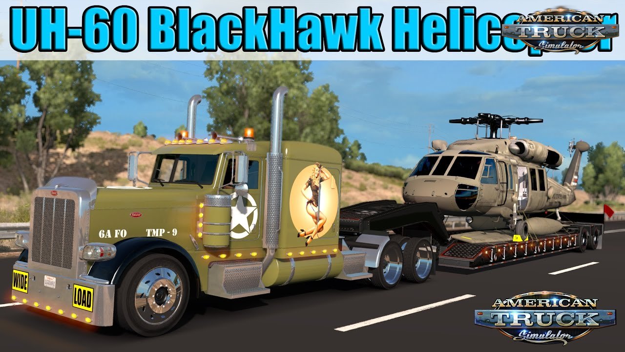 Trailer 11 Tons UH-60 BlackHawk Helicopter - American Truck Simulator