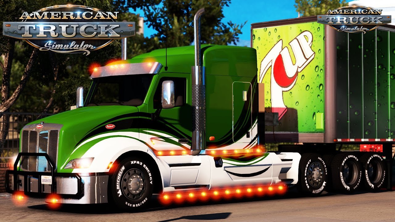 Peterbilt 579 Tom Dooley Enhanced + 7-Up Standalone Long Box Trailer - American Truck Simulator