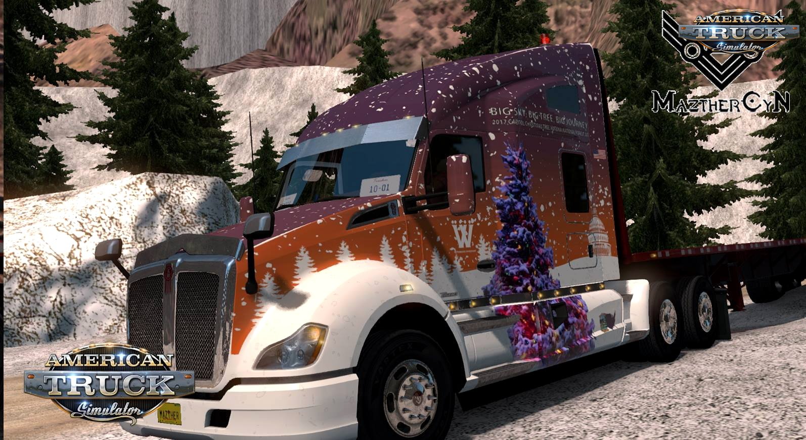 Whitewood Christmas 2017 Skin for Kenworth T680 v1.0 (1.29.x)