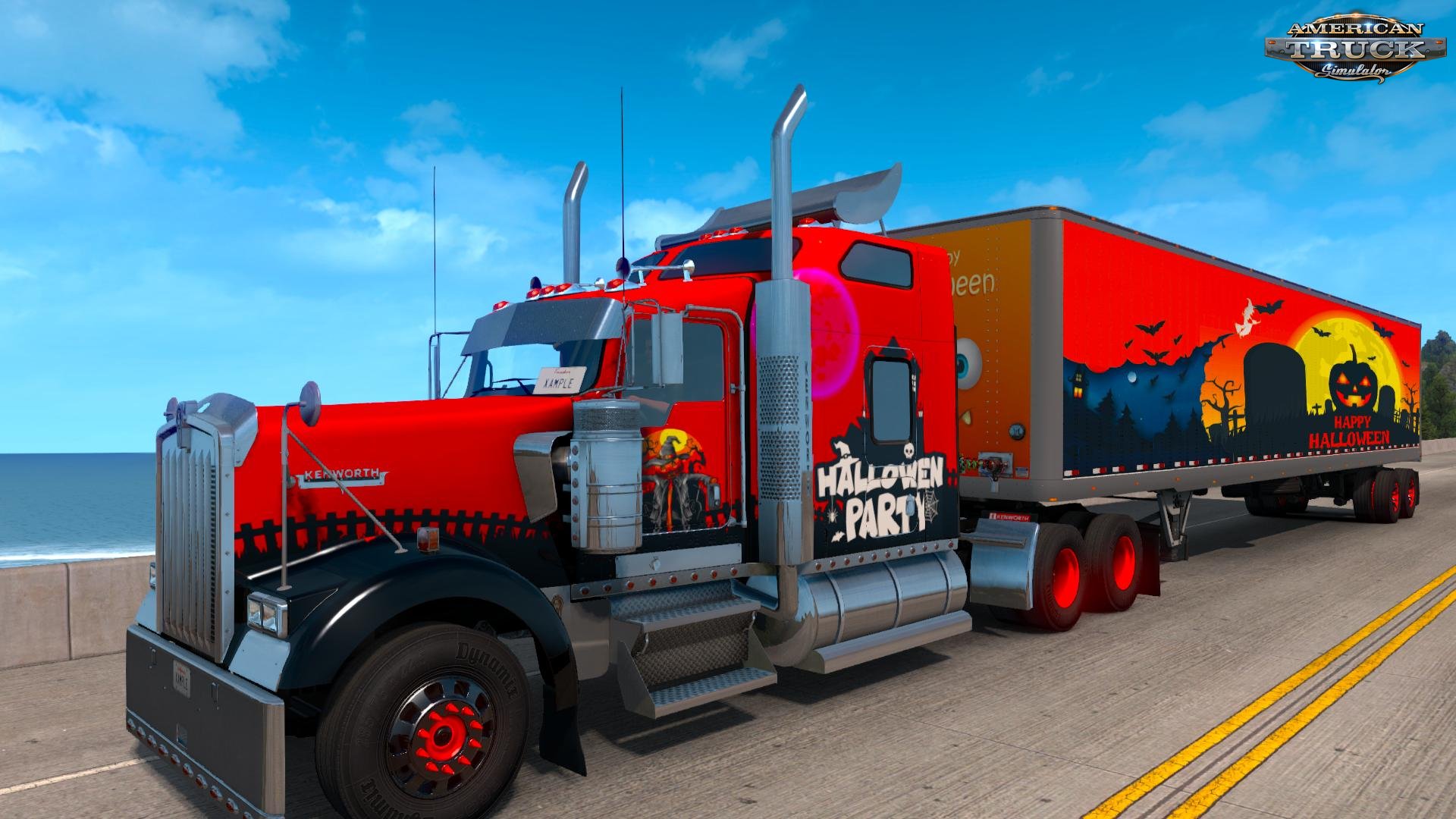 Kenworth W900 Halloween Skin + 7 Trailer Skins v1.0 (1.32.x)