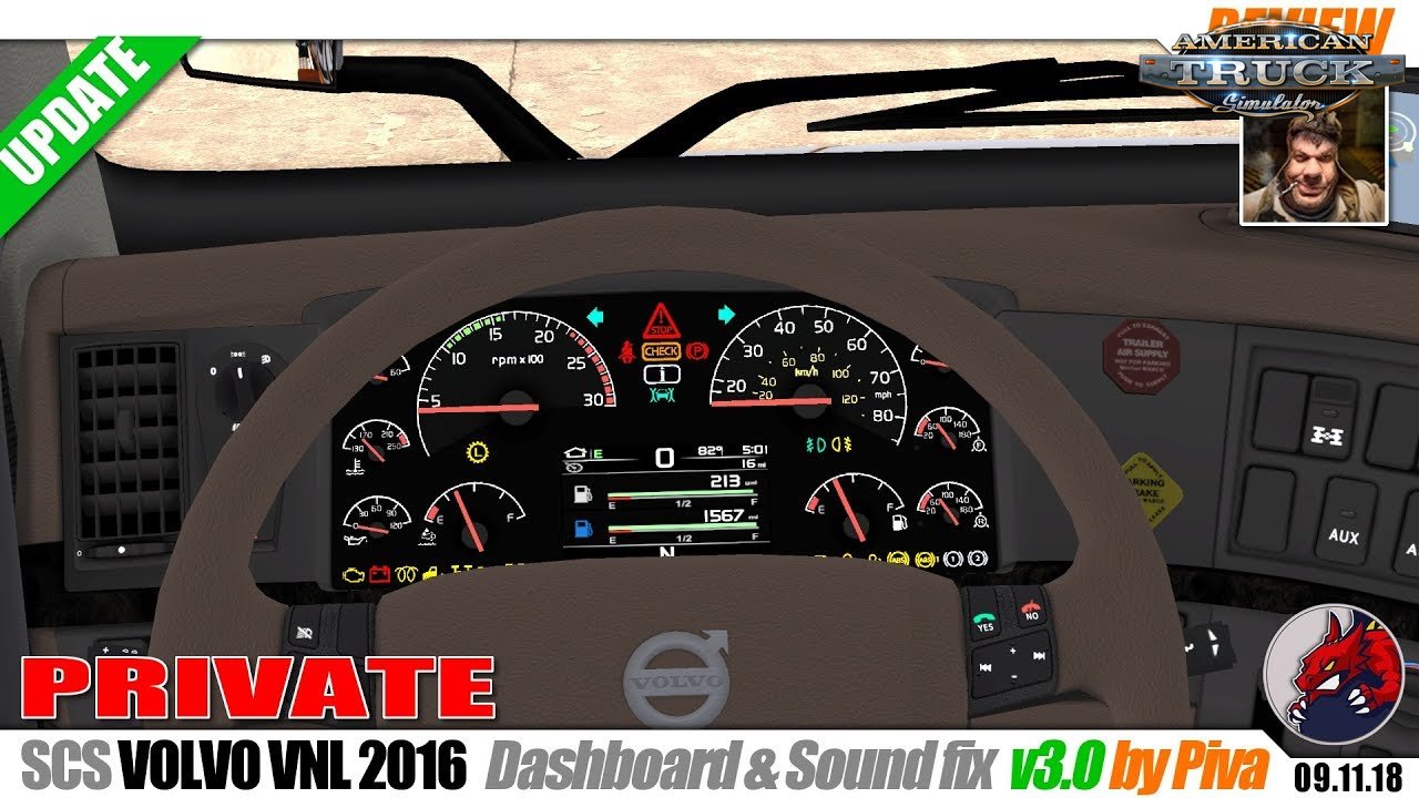 SCS Volvo VNL Dashboard v3.0 by Piva (1.32.x)