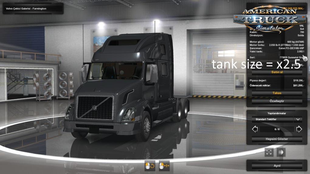 Tank size + engine torque x2.5 for all Trucks v1.0 (1.33.x) for ATS
