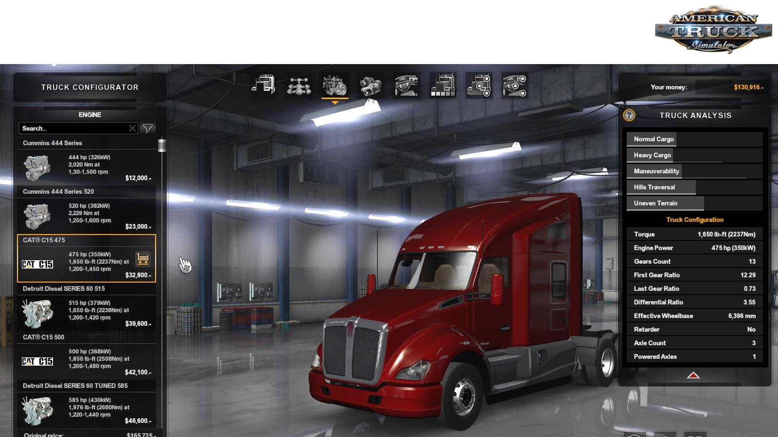 Real Cat C15 Engine Sounds For Kenworth T680 v1.0 (1.35.x) for ATS