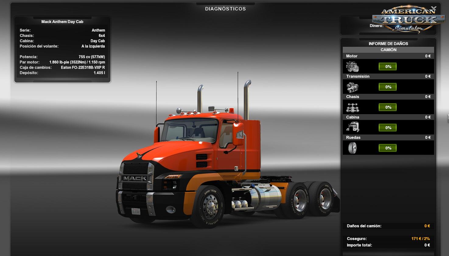 Chassis + Engine for SCS Mack Anthem Truck v1.0 (1.37.x)