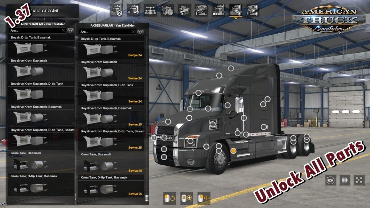 Unlock All Accessory Parts v1.2 (1.37.x) for ATS