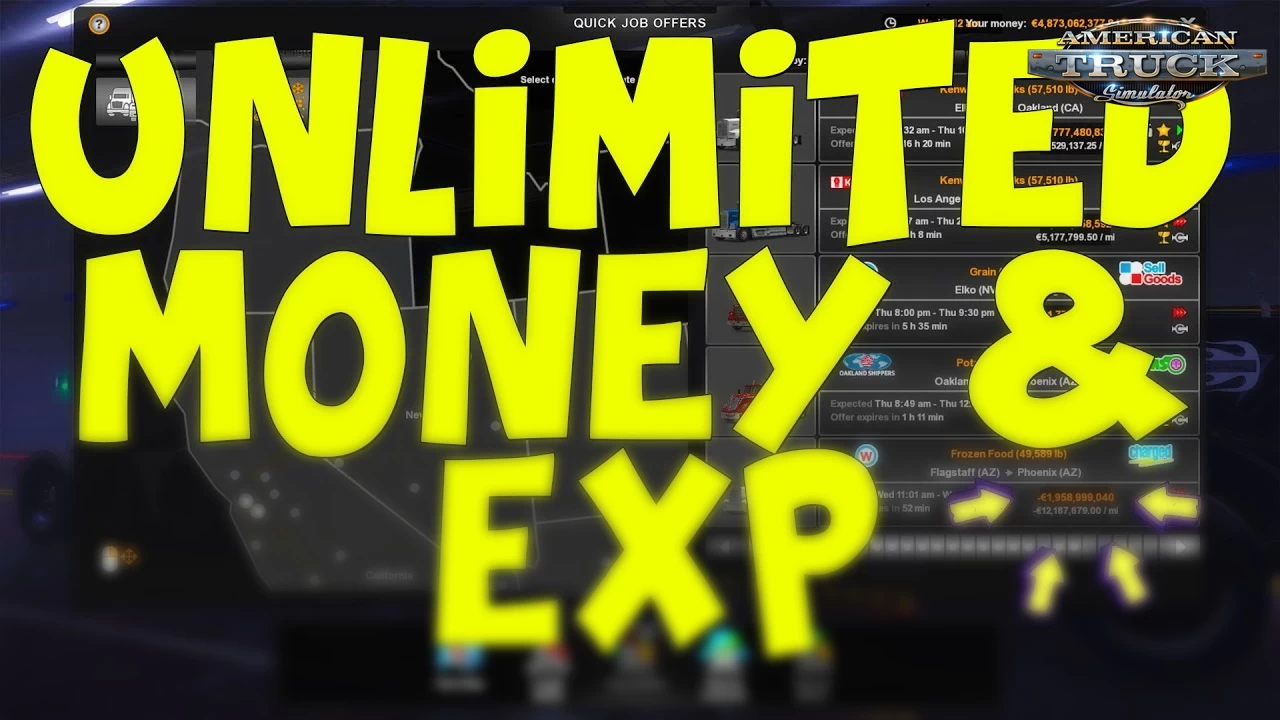Unlimited Money + XP Mod v1.0 (1.40.x) for ATS