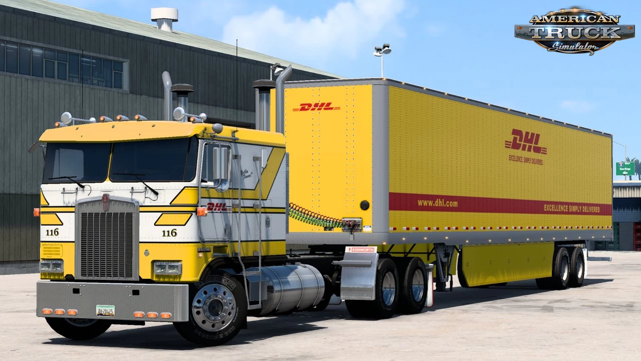 Combo Skin DHL for Kenworth K-100E + Trailer v1.0 (1.40.x)