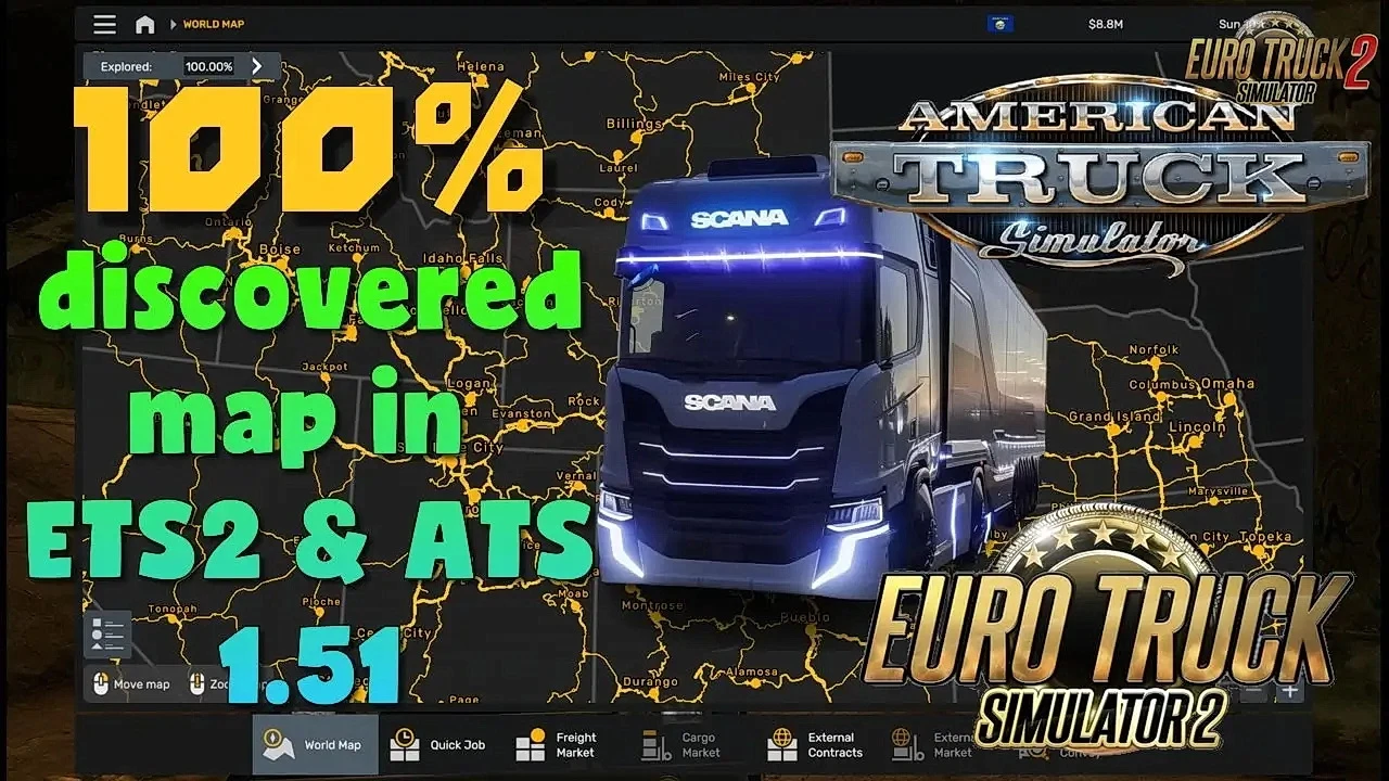 100% Explored Save Game Profile v1.51 (1.51.x) for ATS