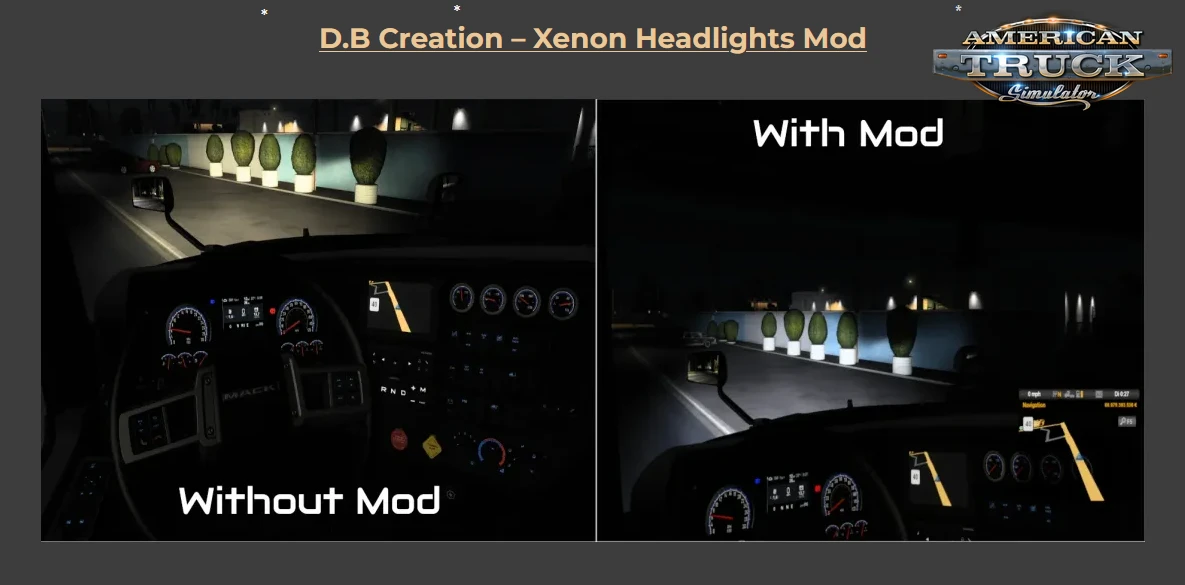 Realistic Xenon Lights v1.57 (1.57.x) for ATS