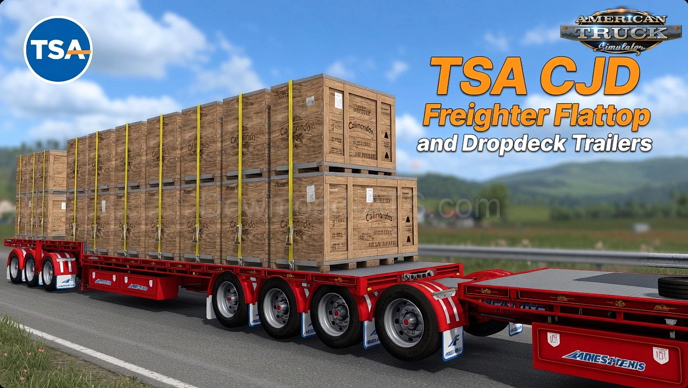 TSA CJD Freighter Flattop and Dropdeck Trailers v1.1 (1.58.x)