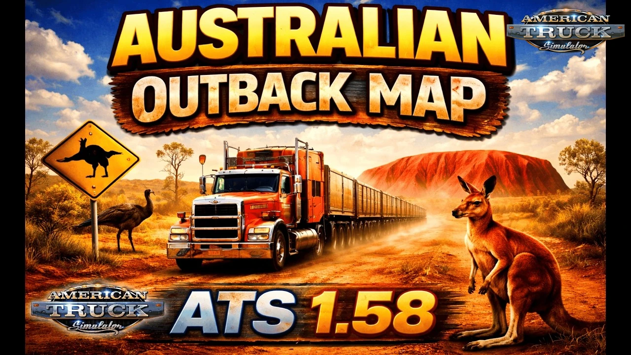 Australian Outback Map (1.58.x) for ATS - Video Gameplay