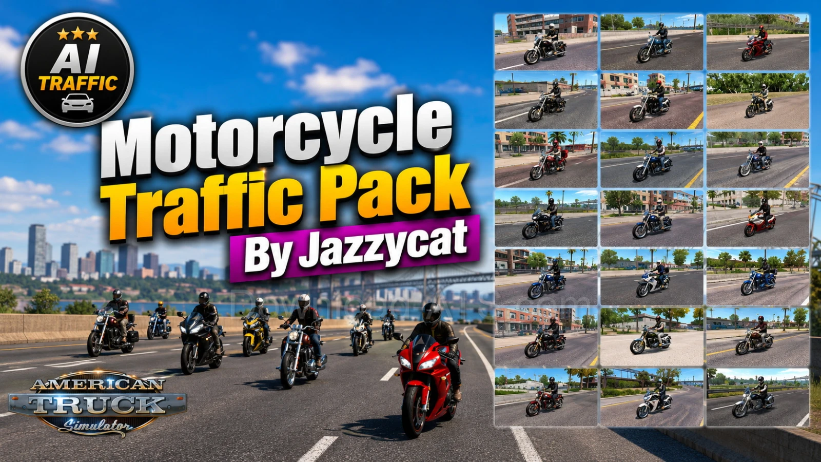 Motorcycle Traffic Pack v6.5.13 by Jazzycat (1.59.x) for ATS