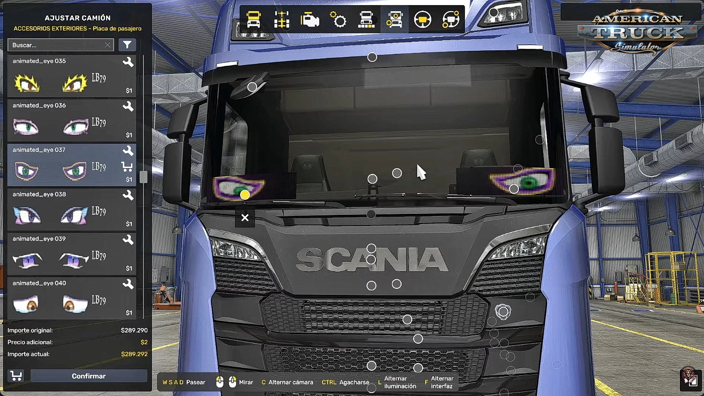Animated LED Window Eyes Pack v1.0 (1.59.x) for ATS