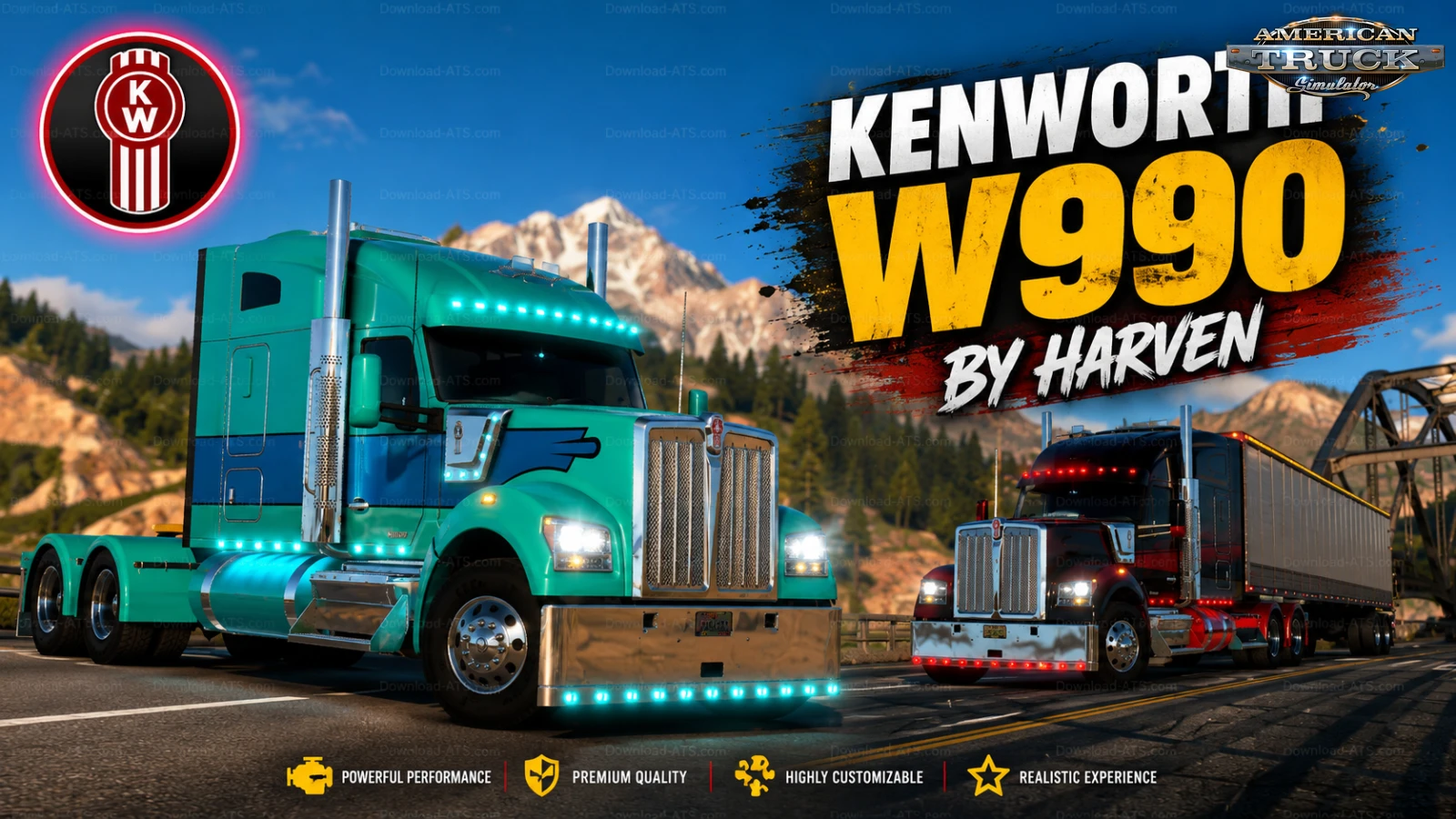 Kenworth W990 + Interior v1.5.1 Edited by Harven (1.60.x)