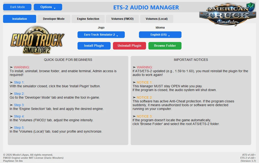 Audio Manager v3.9 (1.60.x) for ATS