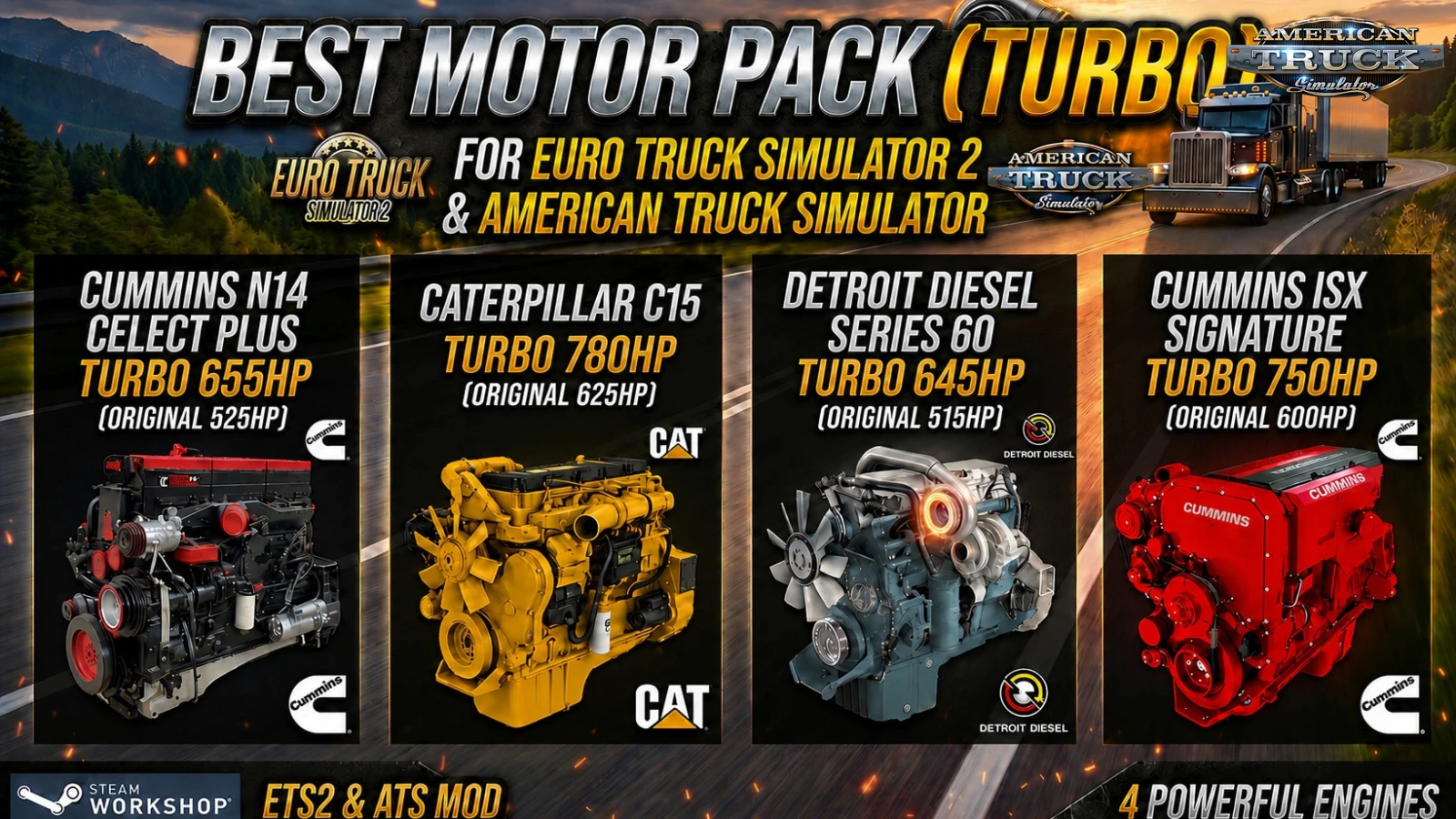 Best Motor Pack (Turbo) v1.2 (1.60.x) for ATS Best Motor Pack (Turbo) v1.2 (1.60.x) for ATS