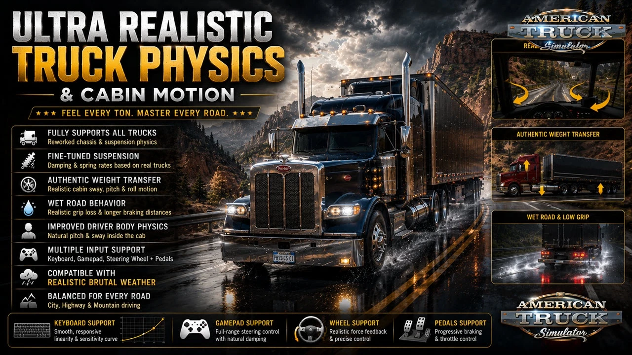 Ultra Realistic Truck Physics & Cabin Motion v3.0 (1.61.x) for ATS