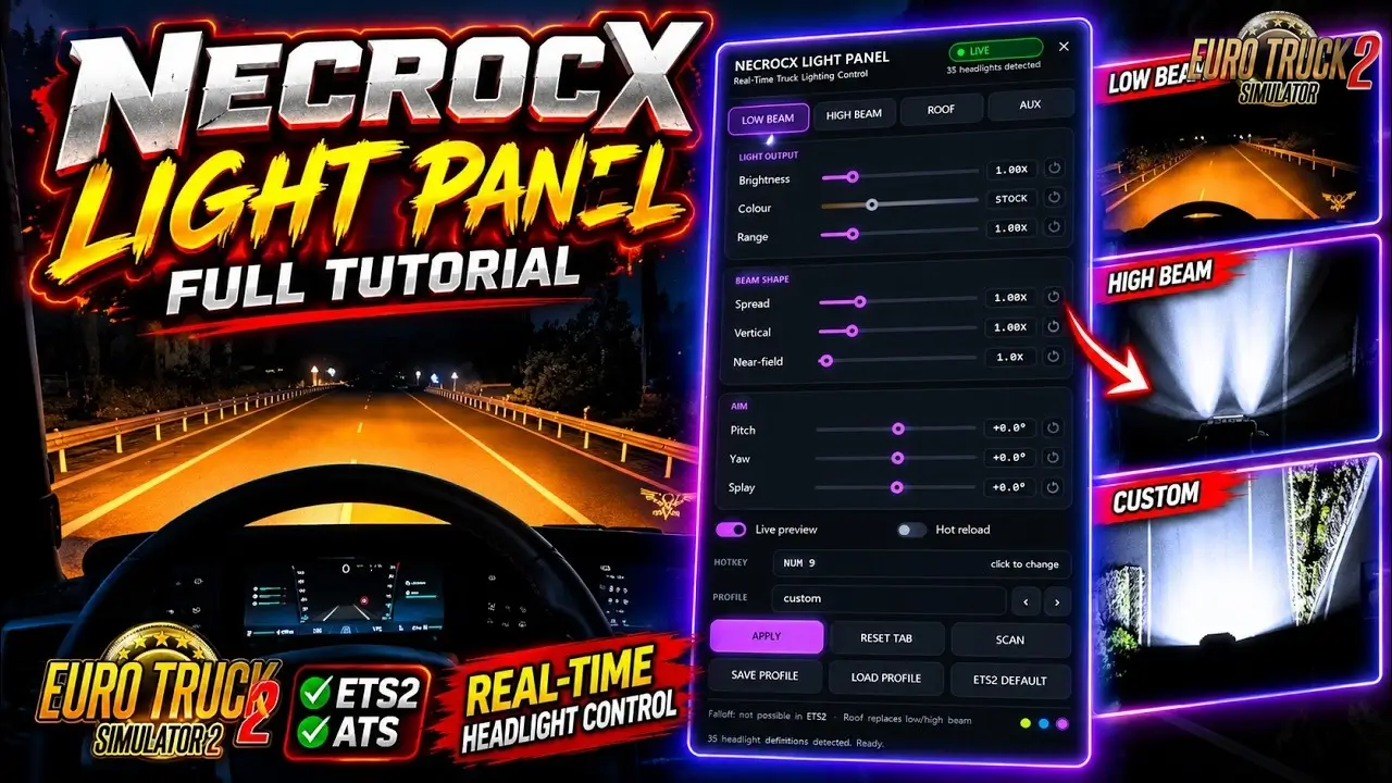 NecroCX Light Panel PlugIn v1.5 (1.61.x) for ATS
