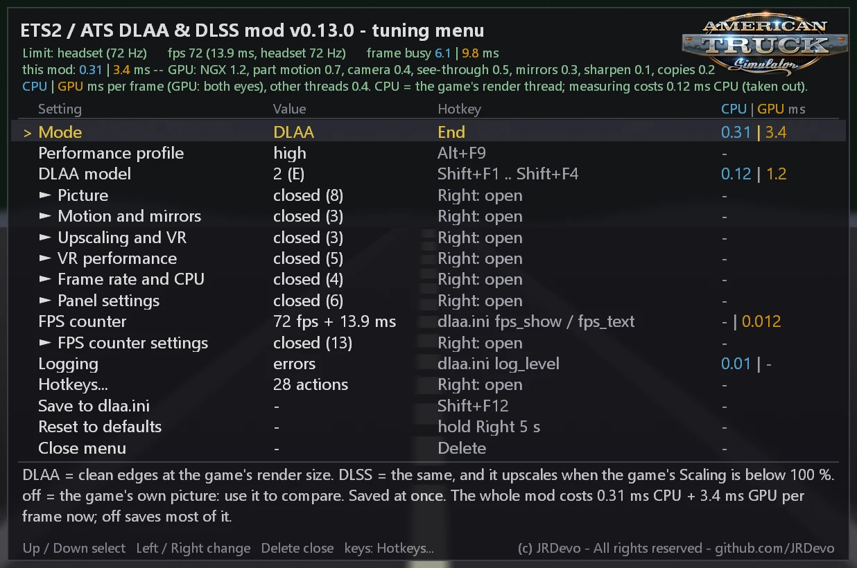 DLAA - DLSS Injection Mod v0.13 (1.61.x) for ATS thumbnail 4
