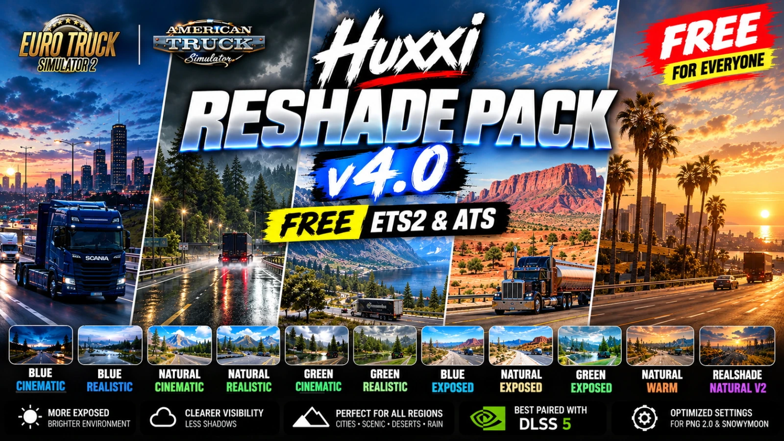Huxxi Reshade Packs v4.0 (1.61.x) for ATS